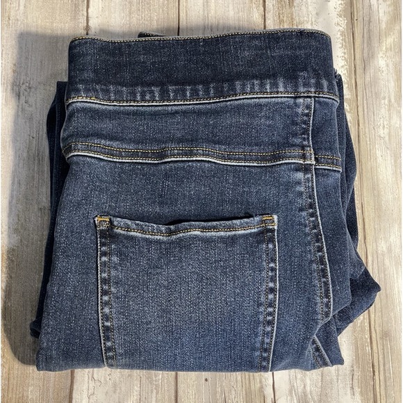 Spanx Cropped Flare Fringe Pull On Denim Jeans Size‎ Small Medium Wash - Picture 1 of 8